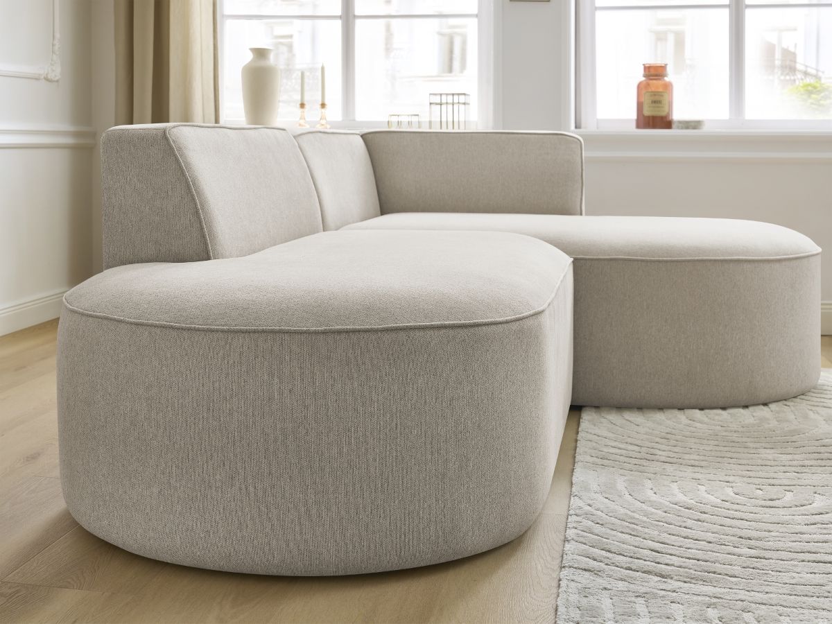 Bobochic Rousseau Ecksofa Melange-Stoff Beige Ecke rechts