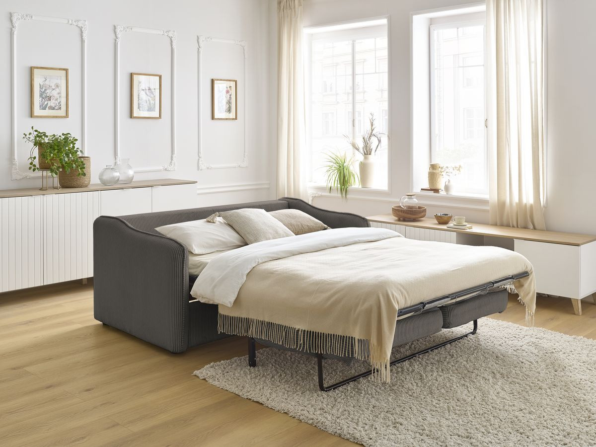 Bobochic Lenny Schlafsofa 3-Sitzer Cordsamt Taupe