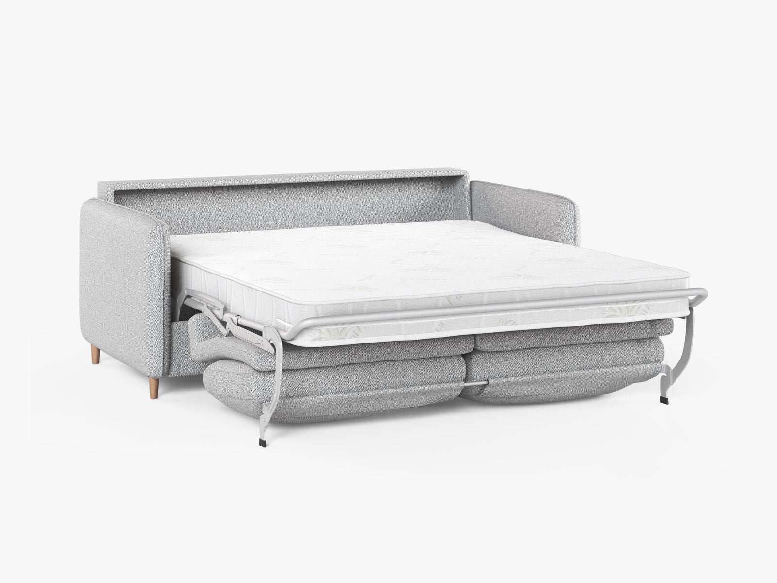 Micadoni Sofa mit Schlaffunktion Simo 3-Sitzer Strukturierter Stoff Babel Hellgrau