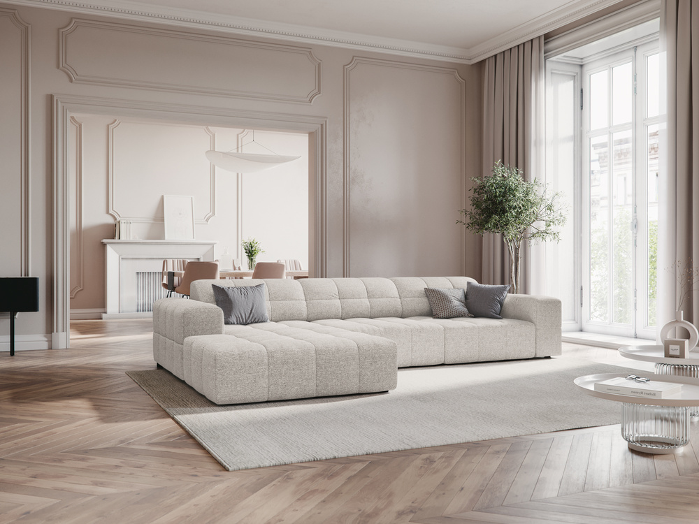 Cosmopolitan Design Ecksofa Chicago 4-Sitzer Chenille Haga Hellgrau Links