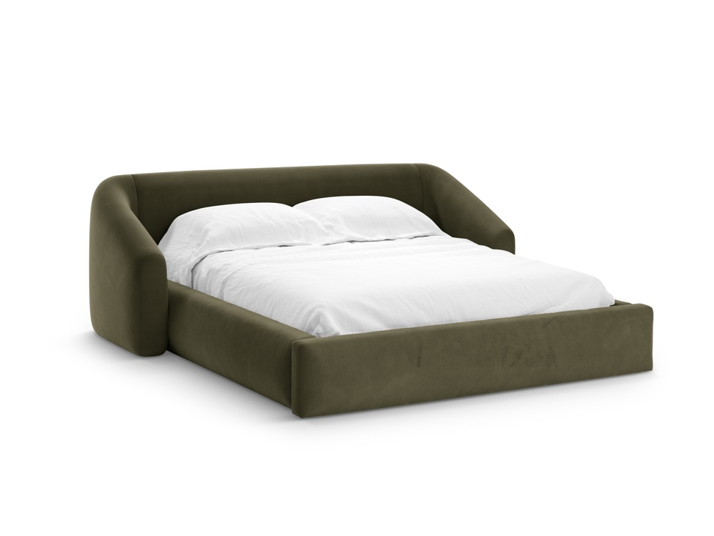 Cosmopolitan Design Stauraumbett mit Kopfteil Campi 160x200 Samt Bluvel Grün