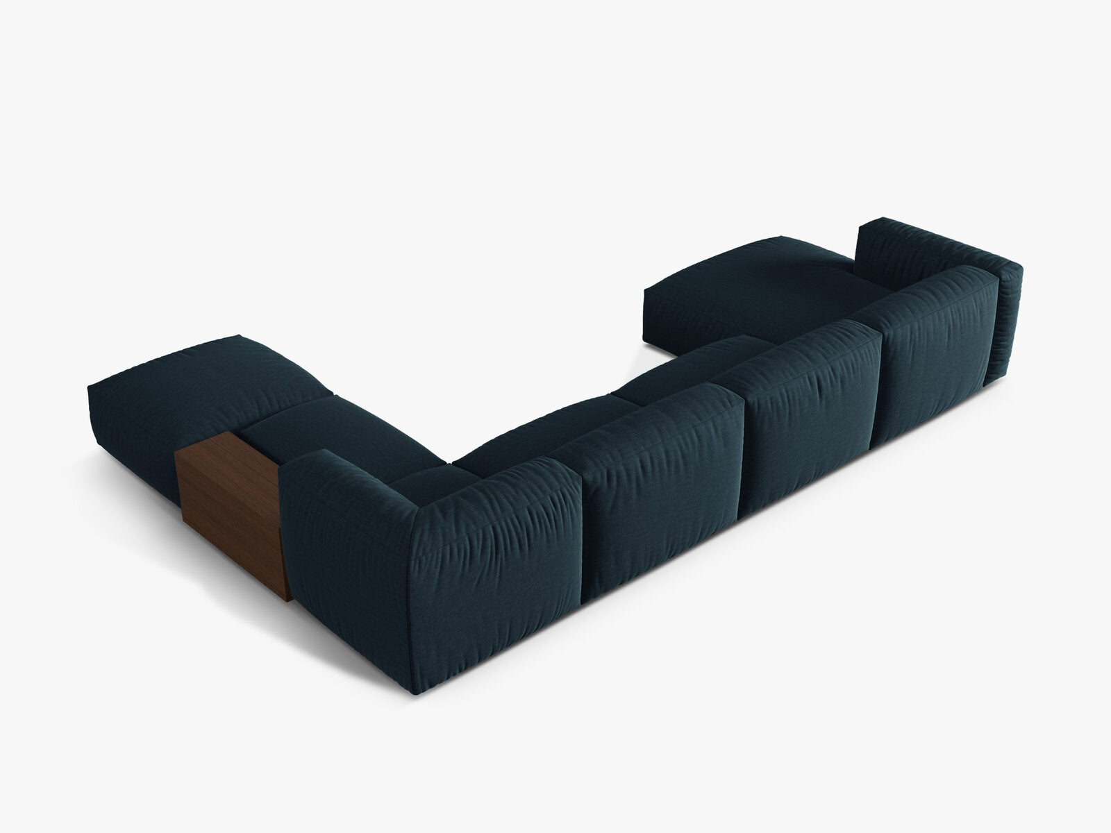 Micadoni Panorama-Ecksofa Martina 5-Sitzer Rechts Strukturierter Stoff Jeansblau