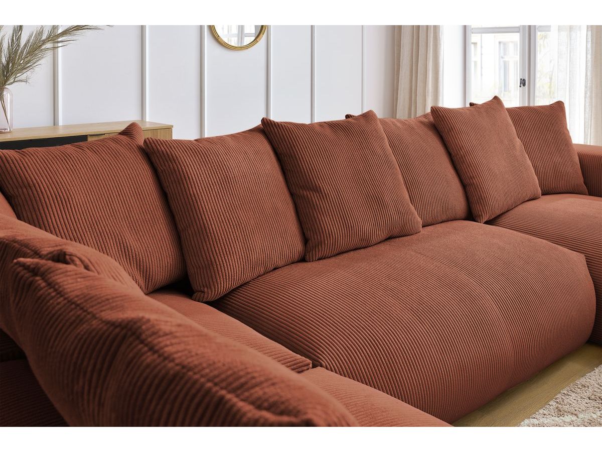 Bobochic Voltaire Wohnlandschaft mit Pouf 356 × 214 cm Cordsamt Orange Ecke rechts