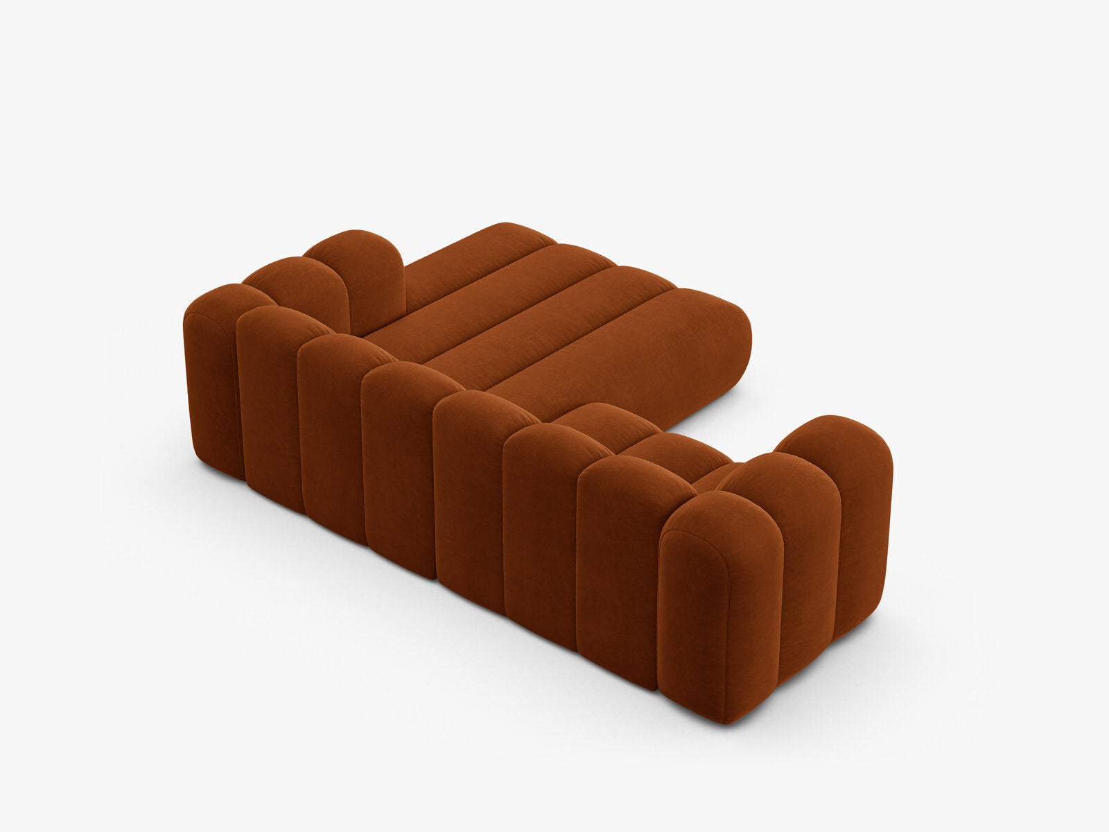 Micadoni Modulares Ecksofa Lupine 3-Sitzer Rechts Samt Salvador Terrakotta