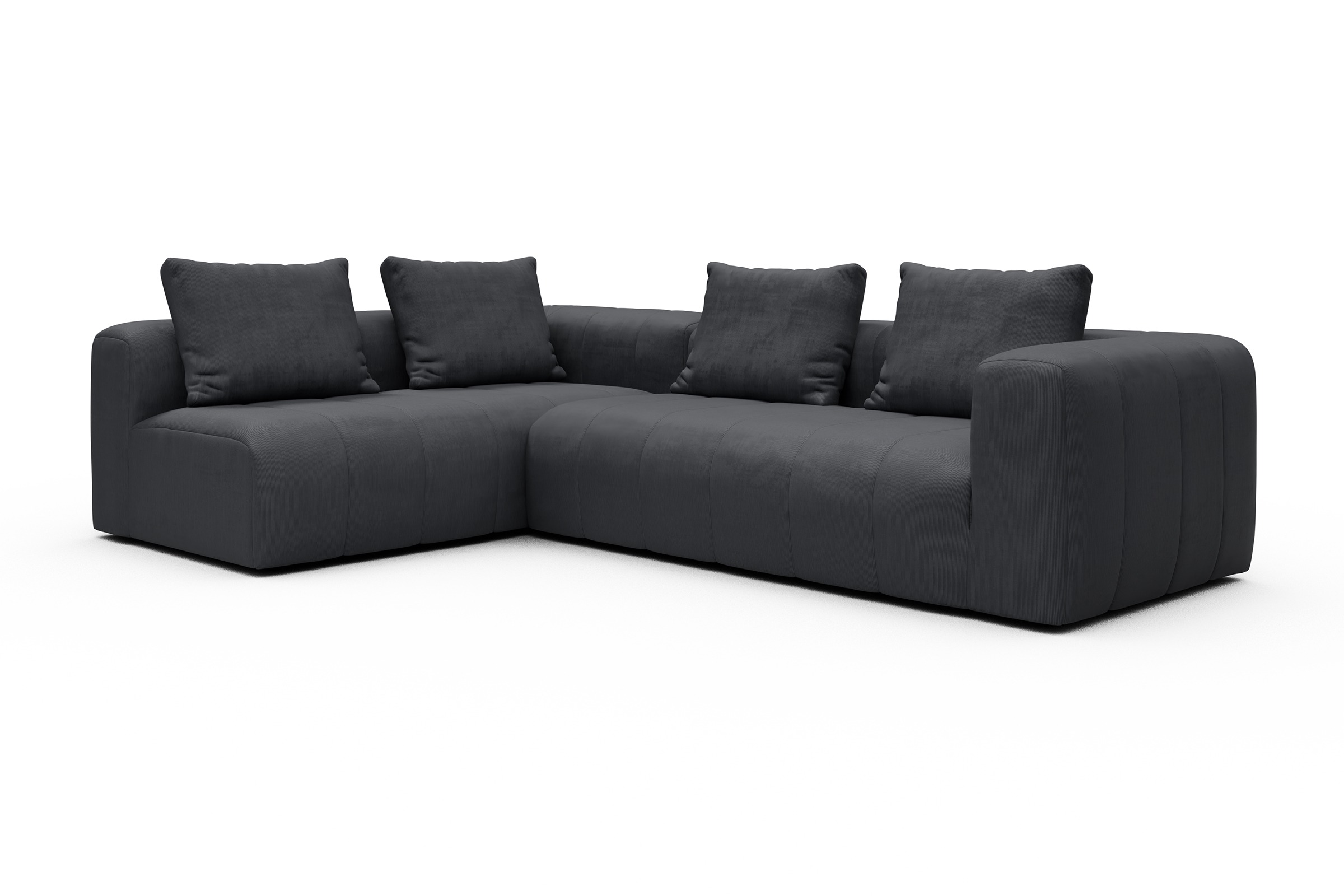 Ecksofa Hugo 2x 2,5-Sitzer Armlehne rechts Cordufine-Slate-Grey