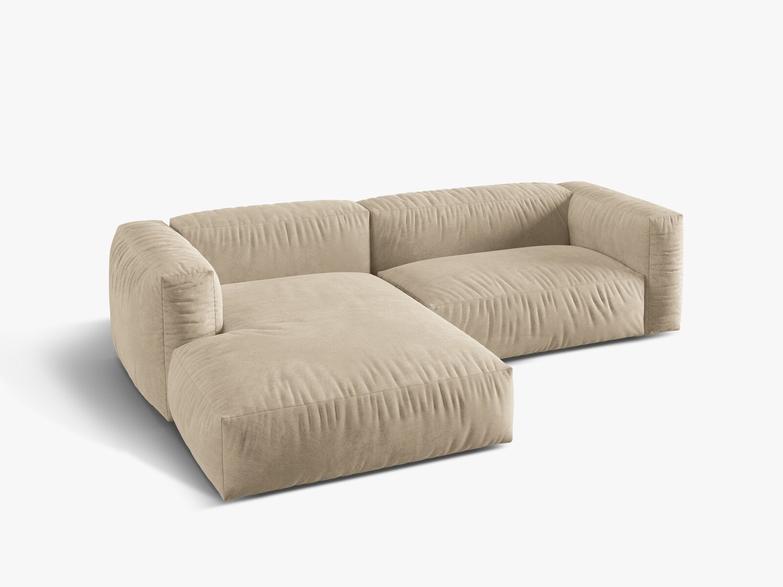 Micadoni Ecksofa Martina 2-Sitzer Links Samt Vogue Helles Beige