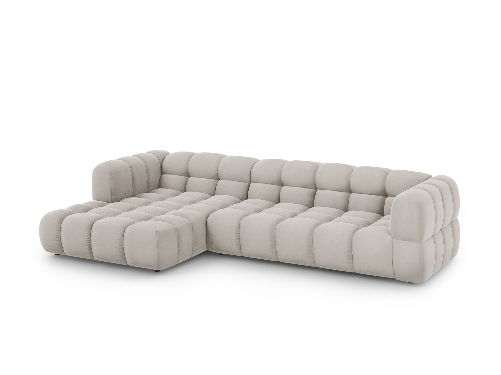 Cosmopolitan Design Ecksofa Sky 4-Sitzer große Version Samt Casino Helles Beige Links