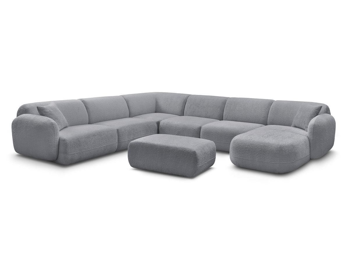 Bobochic Anda Wohnlandschaft mit Pouf 373 × 289 cm Chenille Grau Ecke links