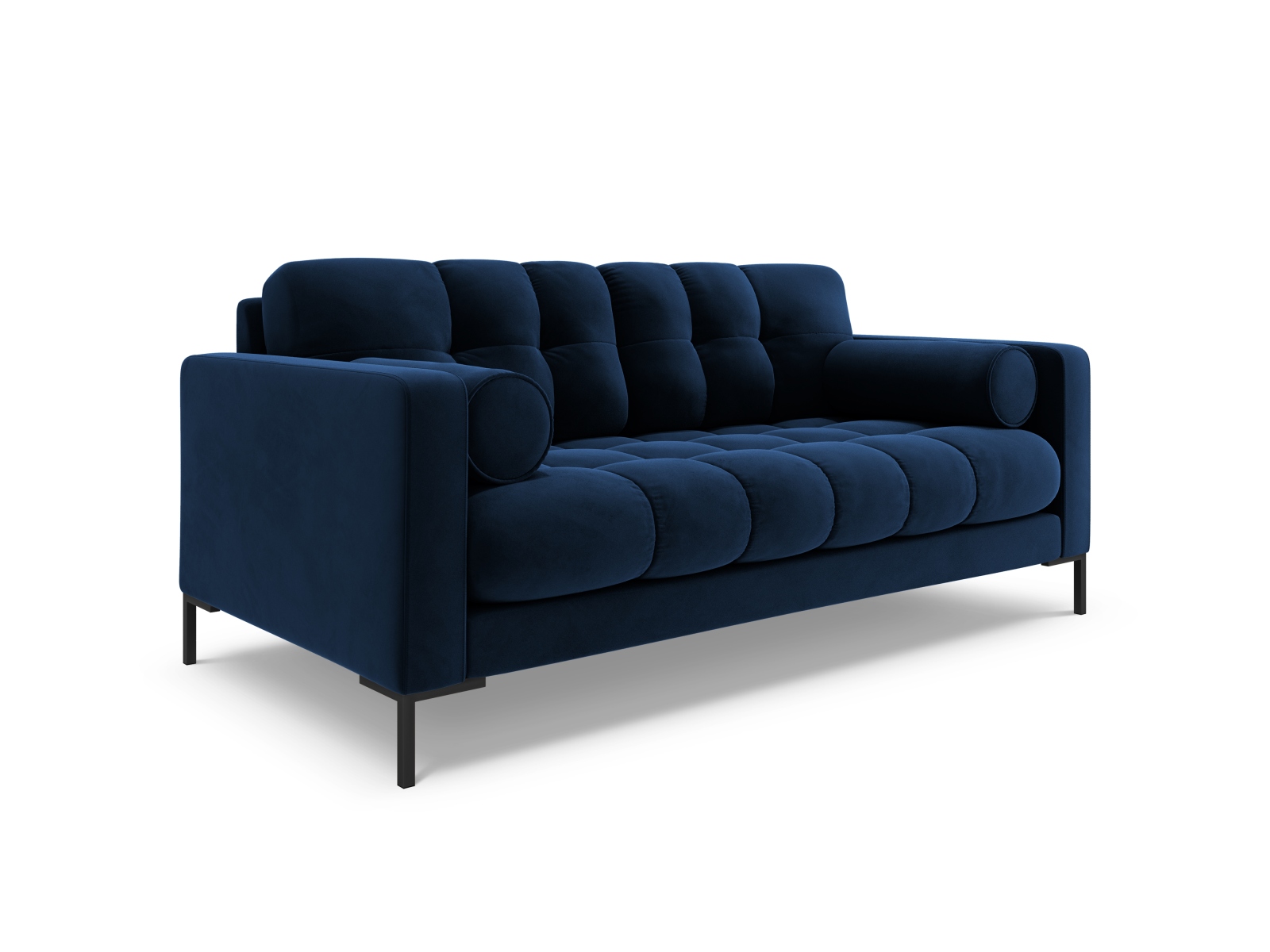 Cosmopolitan Design Sofa Bali 2-Sitzer Samt Bluvel Königsblau Beine Schwarzes Metall