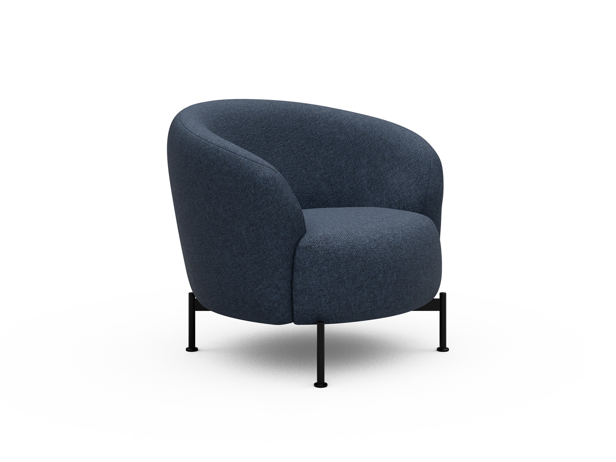 Sessel Ronda X-Metallgestell Schwarz Strukturierter Stoff Sama 339-Deep-Blue