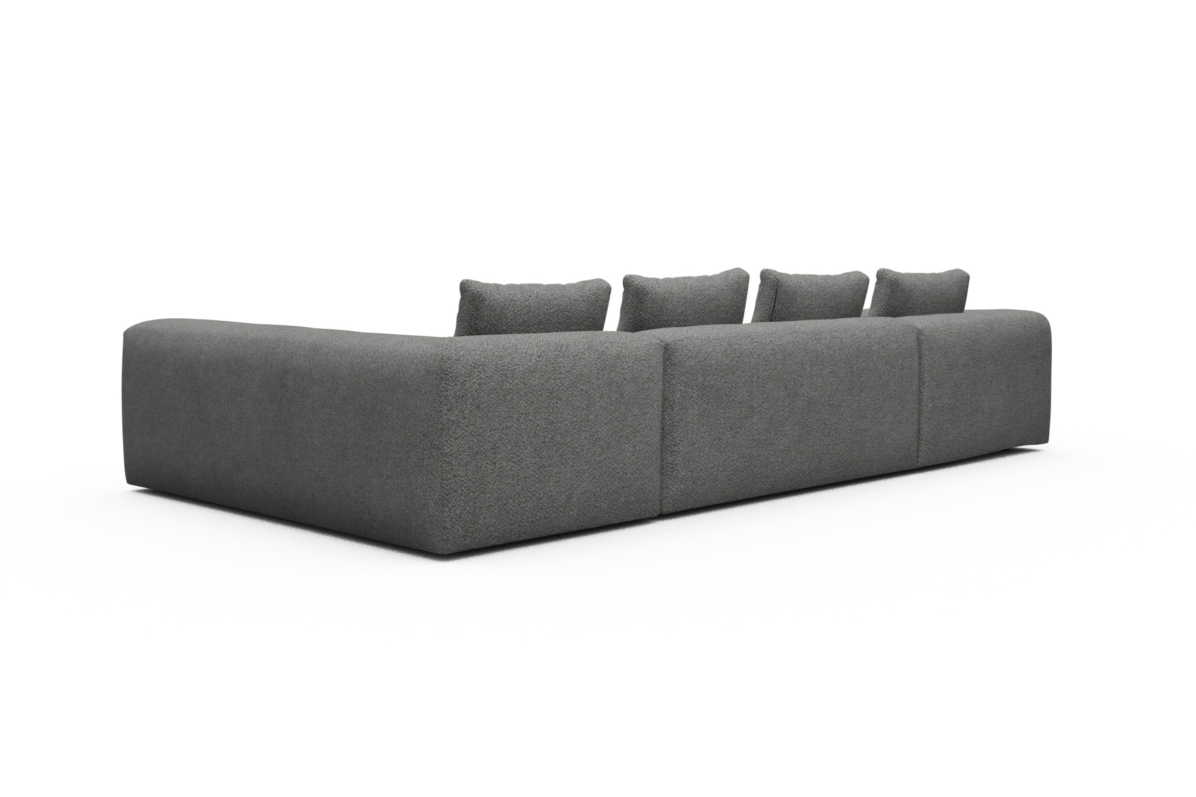 Wohnlandschaft Fred Chaiselongue links mit 2-Sitzer und lange Armlehne rechts Vanora-Warm-Grey