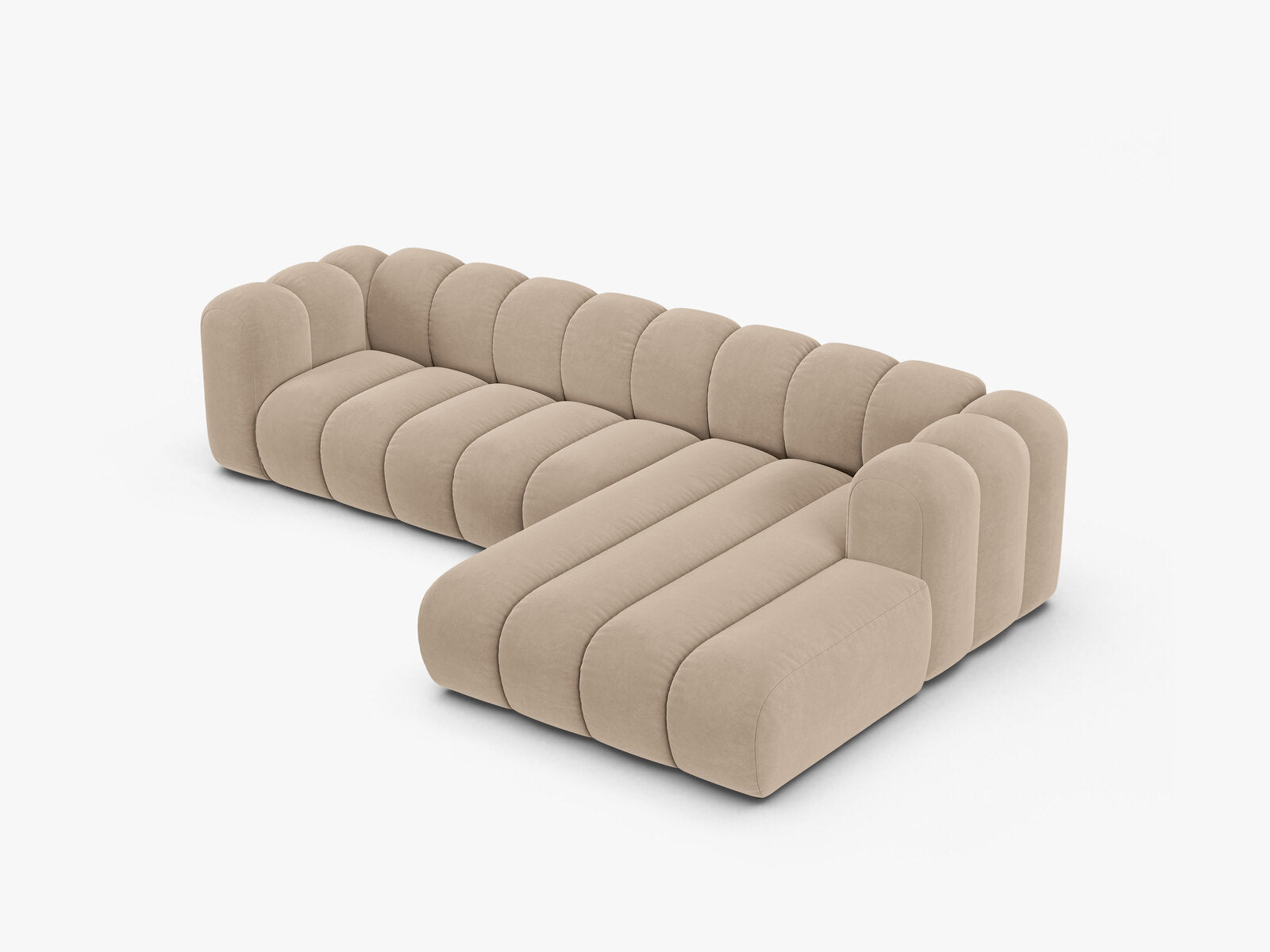 Micadoni Modulares Ecksofa Lupine 4-Sitzer Samt Venus Beige Rechts