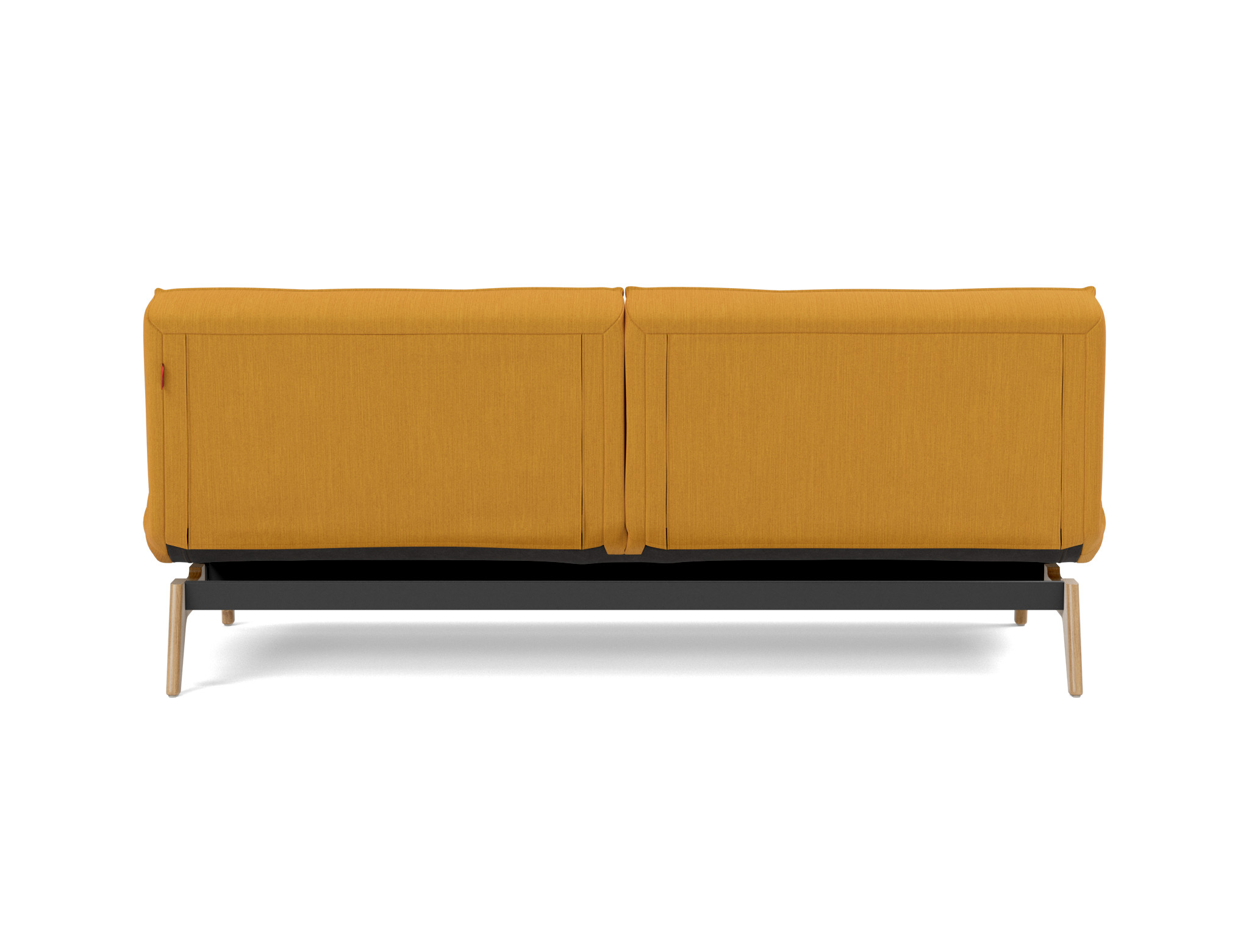 Schlafsofa Splitback Flachgewebe Elegance 507-Burned-Curry Beine Eiche