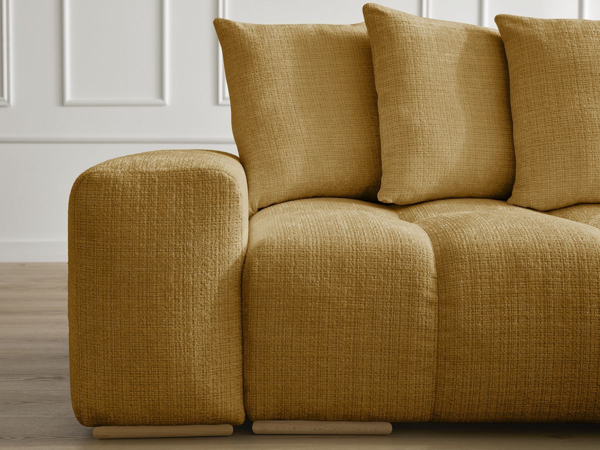 Bobochic Anakin Ecksofa, 6 Kissen Strukturstoff Gelb