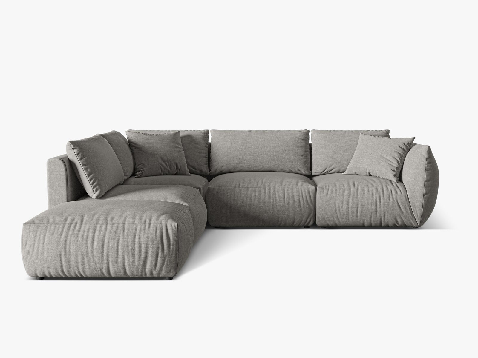 Micadoni Modulares Ecksofa Chris 4-Sitzer Links Strukturierter Stoff Warmes Grau