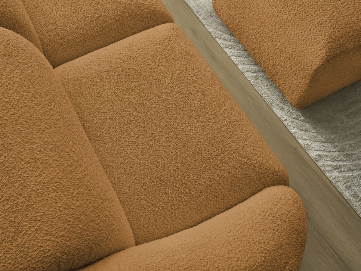 Bobochic Tina Sofa 4-Sitzer mit Pouf Bouclé-Stoff Gelb