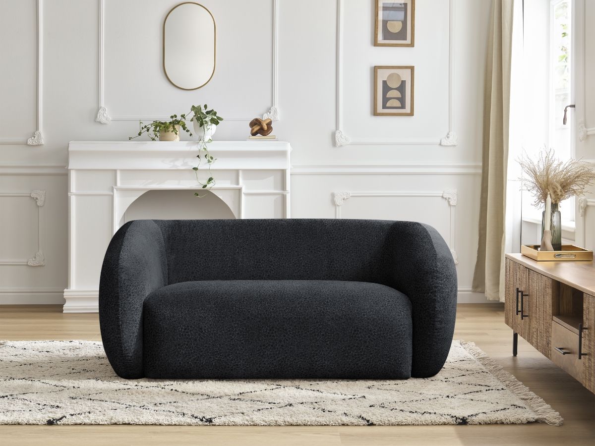 Bobochic Celine Sofa 2-Sitzer Strukturstoff Schwarz