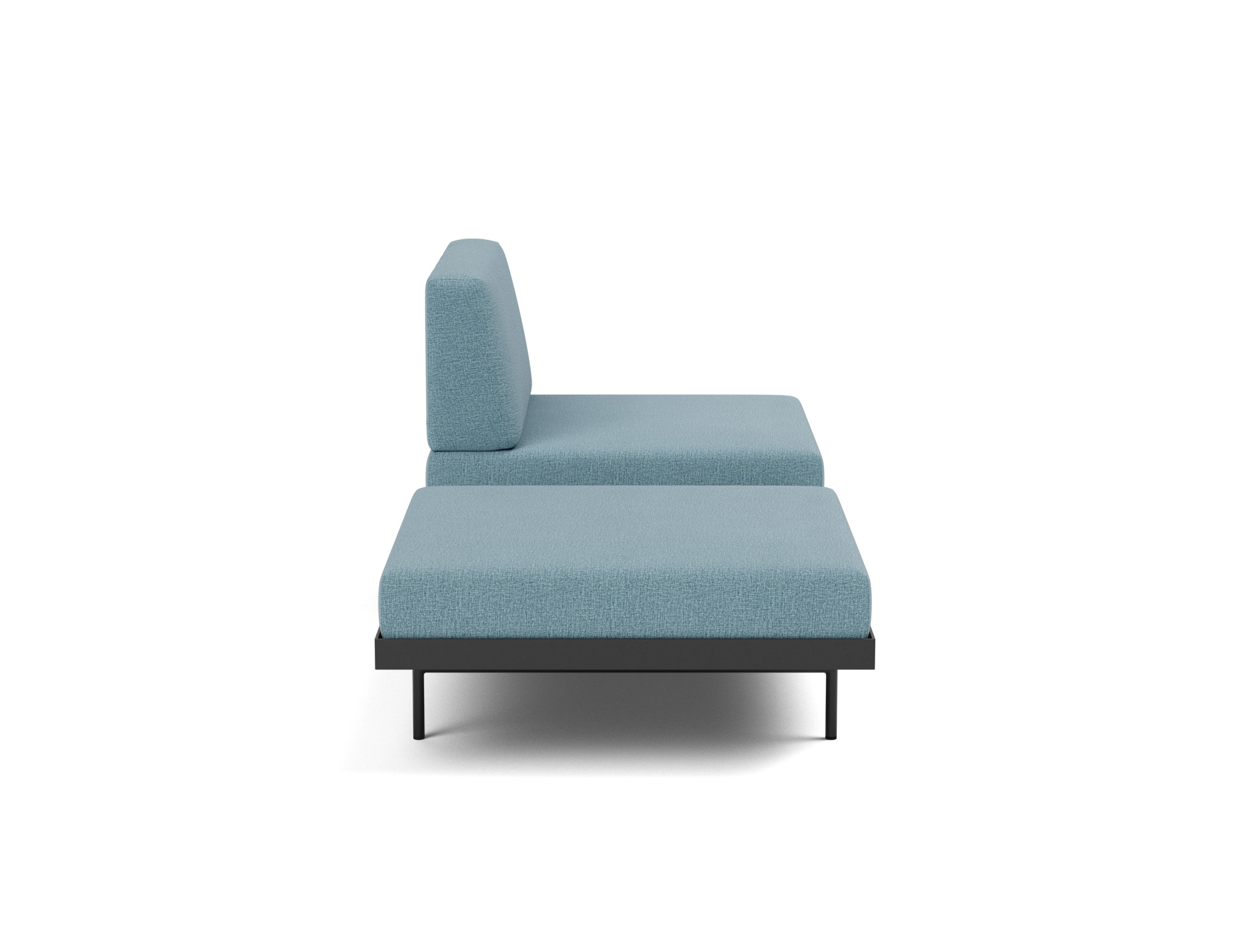 Tagesbett Puri Flachgewebe Mixed Dance 525-Light-Blue Beine mit Eichentisch