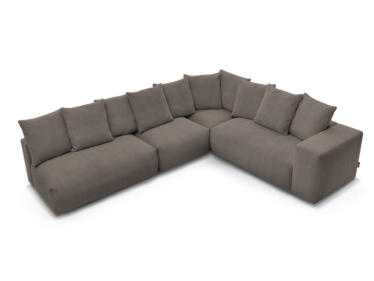 Bobochic Voltaire Ecksofa 322 × 268 cm Cordsamt Taupe Ecke rechts