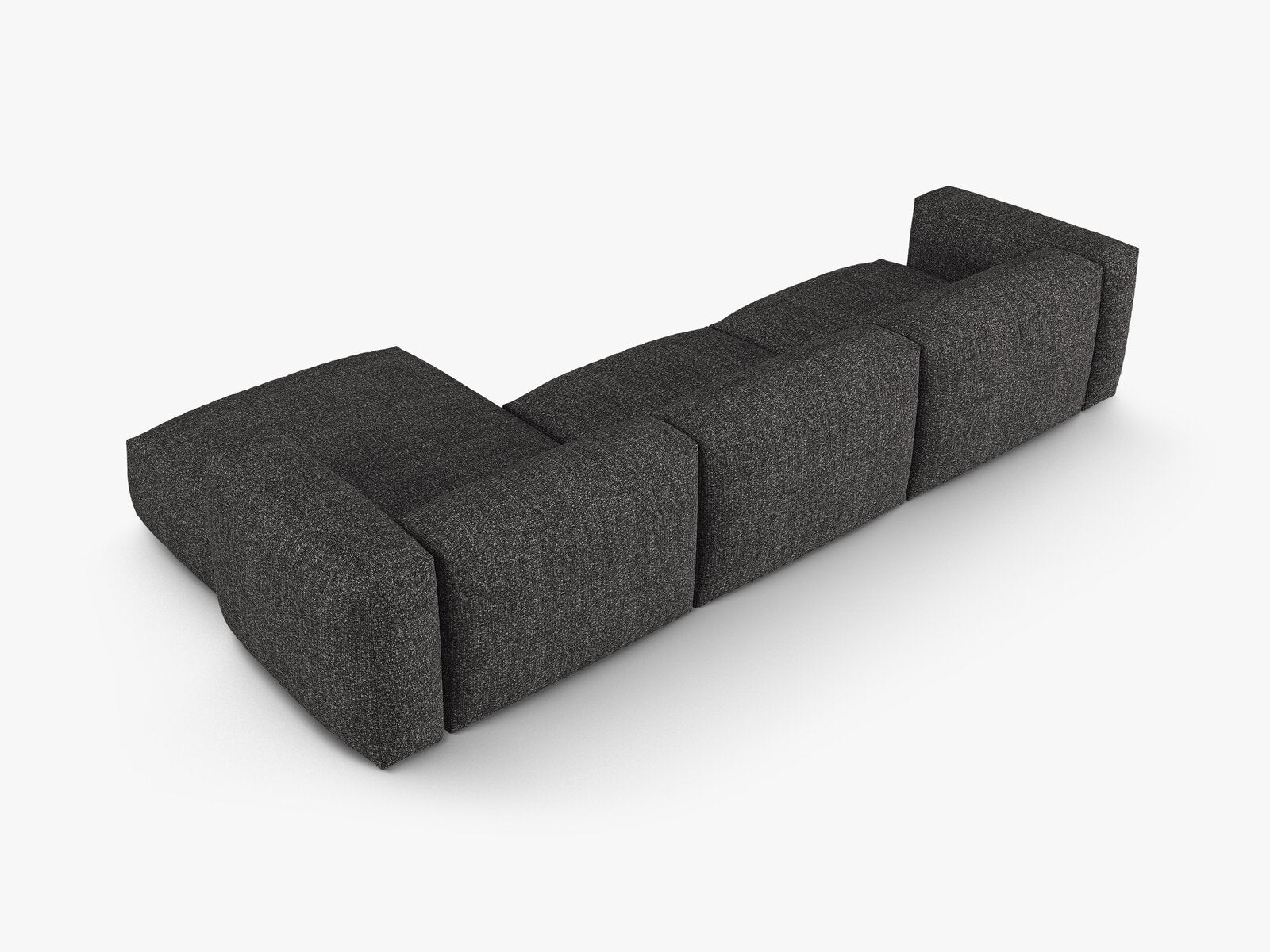 Micadoni Ecksofa Martina 3-Sitzer 90cm Sitztiefe Rechts Boucle Monet Anthrazit