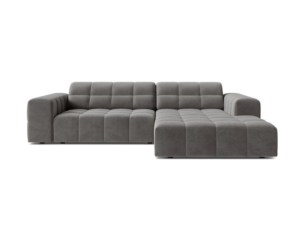 Cosmopolitan Design Ecksofa Chicago 3-Sitzer Samt Bluvel Hellgrau Rechts