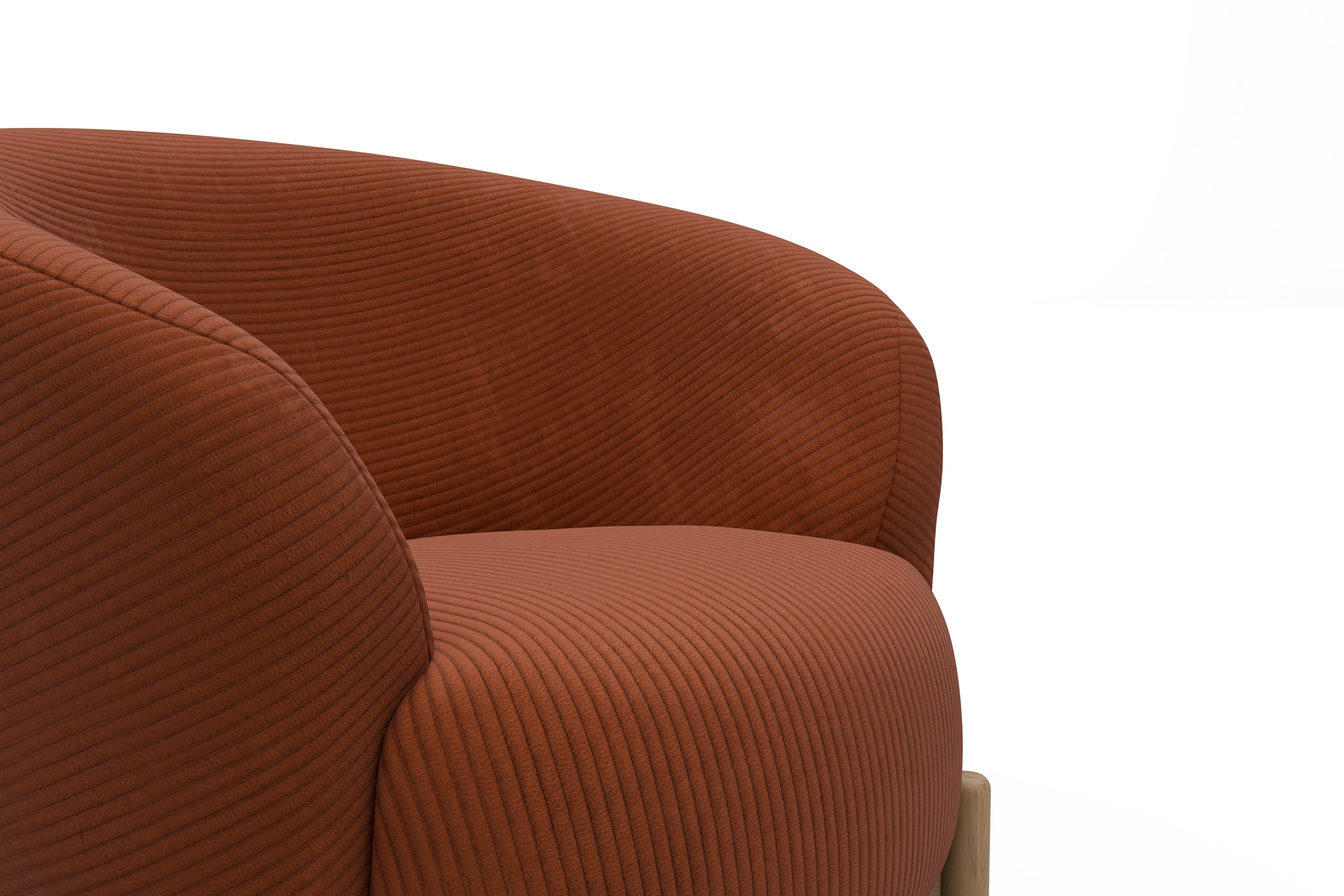 Sessel Ronda Holzbeine Eiche Natur Corduroy-Burnt-Orange