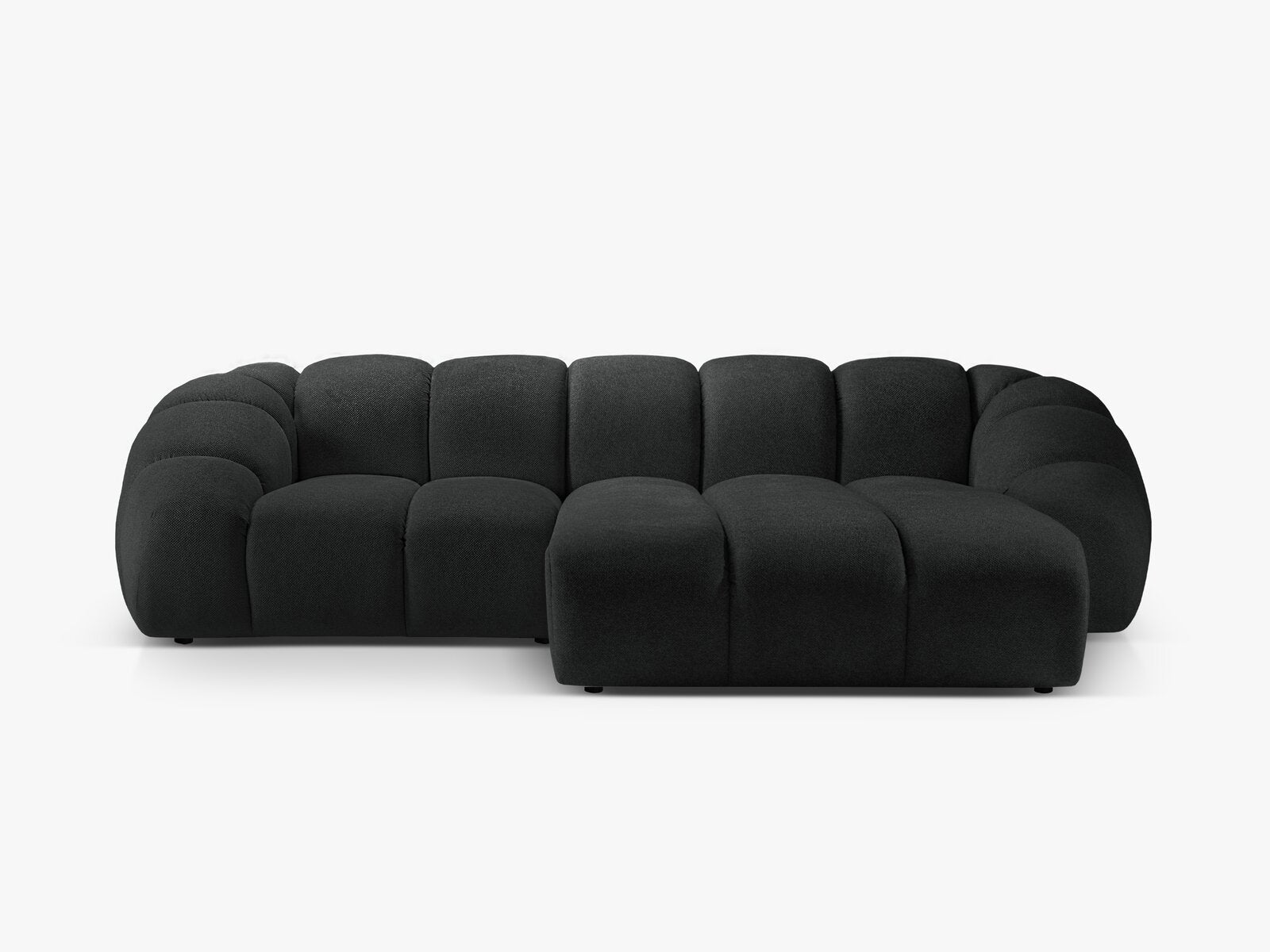 Micadoni Ecksofa Diana 3-Sitzer Rechts Strukturierter Samt Bubble Anthrazit