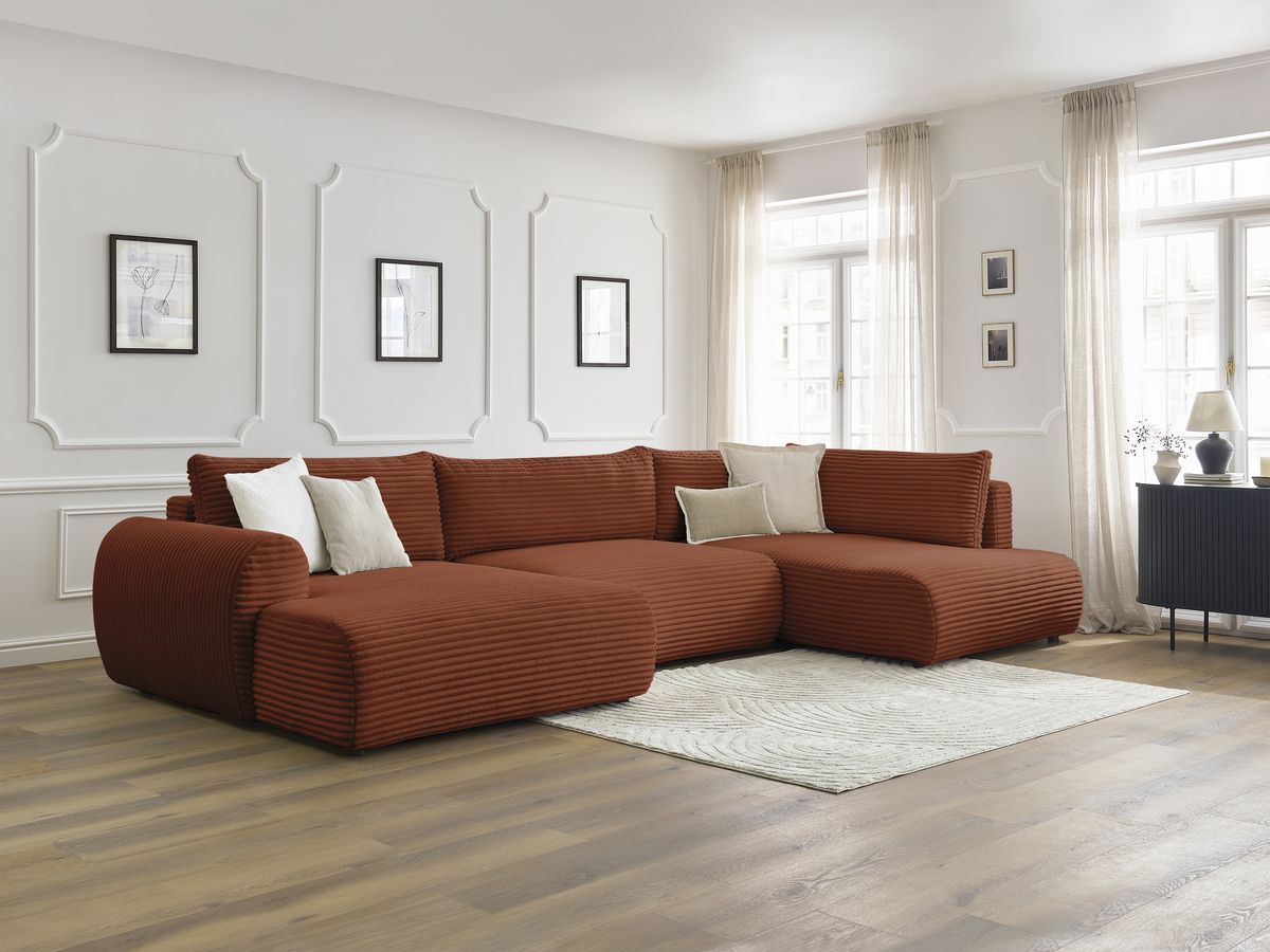 Bobochic Lucien Wohnlandschaft Breitcord weich Orange Ecke links