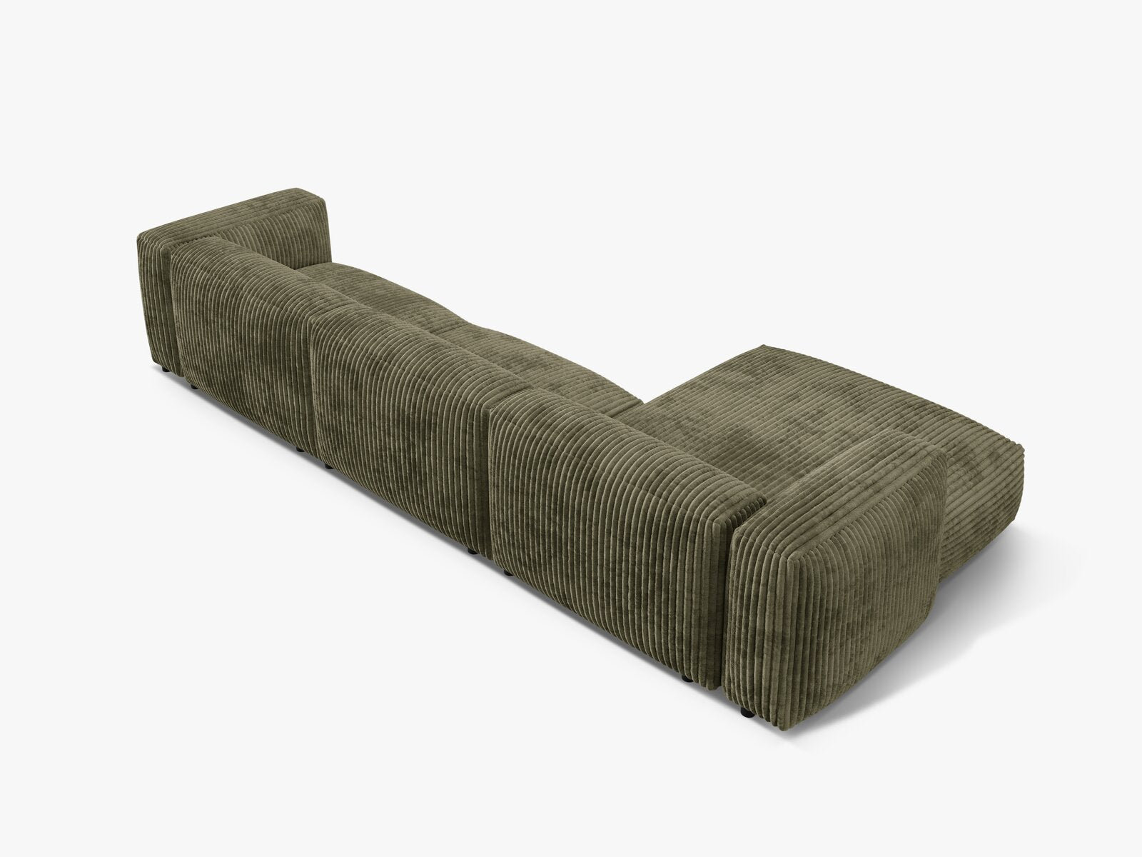 Micadoni Ecksofa Martina 3-Sitzer Links Kord Tilia Moßgrün