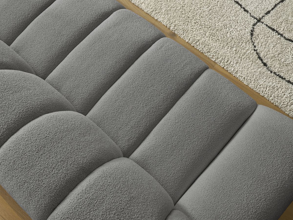 Bobochic Hayden Sofa 7-Sitzer mit Pouf Bouclé-Stoff Dunkelgrau