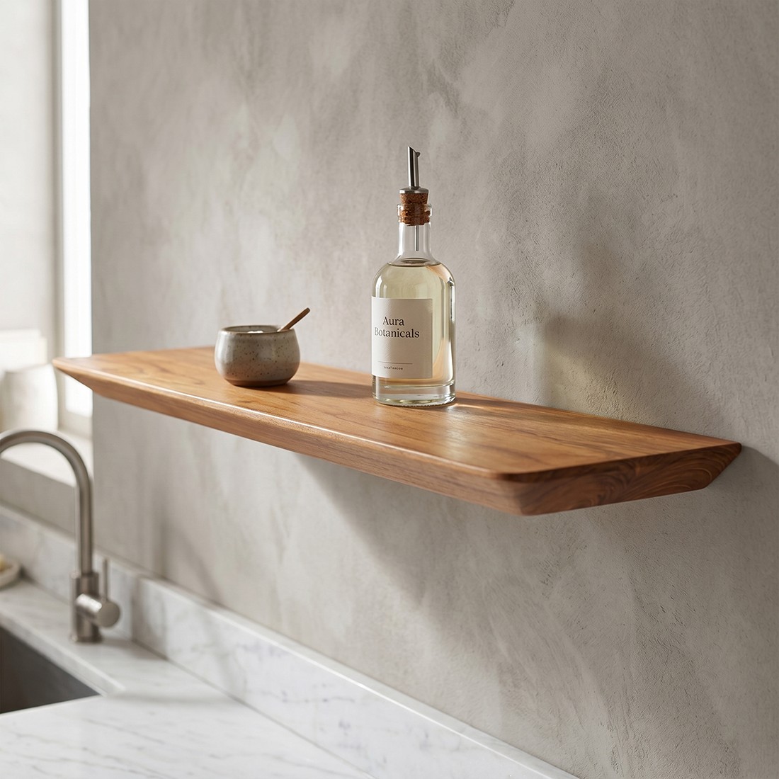 Raw Materials Craftsman Teakholz-Wandregal 90cm