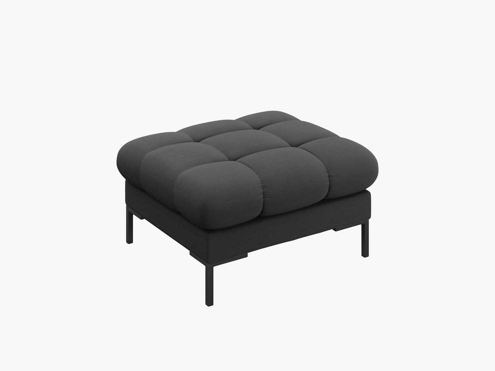 Micadoni Hocker Mamaia 1-Sitzer Strukturierter Stoff Neve Dunkelgrau schwarze Beine