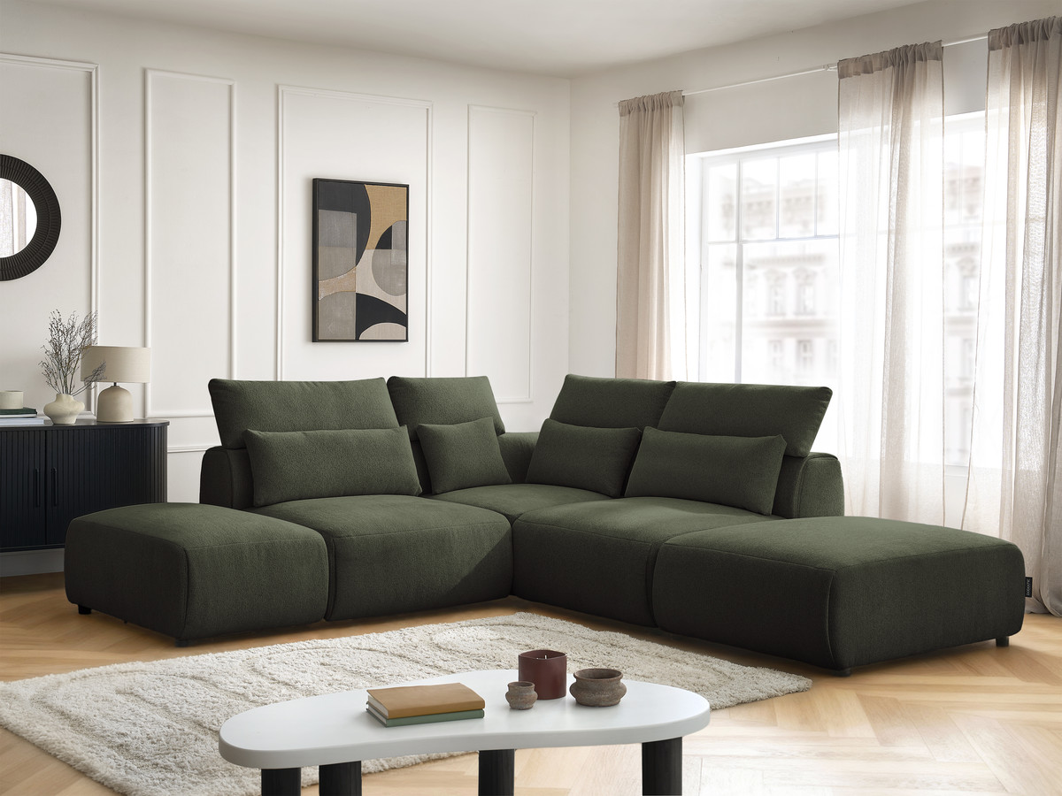 Bobochic Jana Ecksofa Melange-Stoff Grün