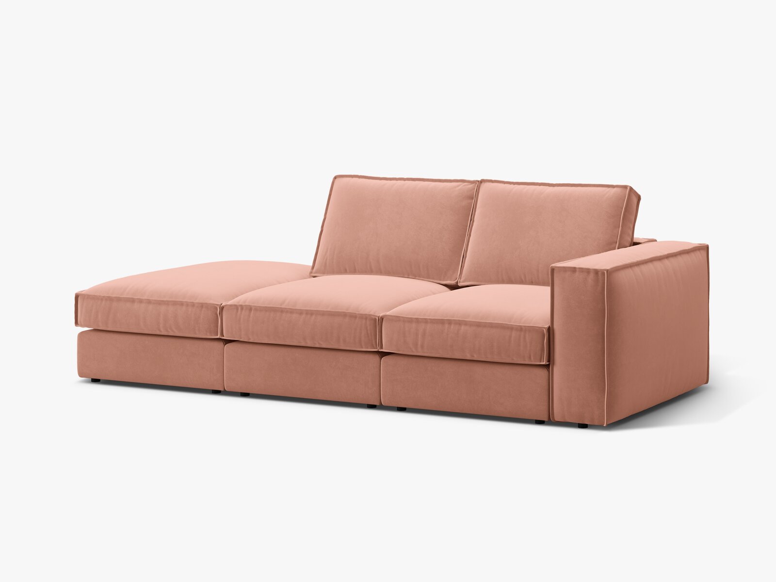 Micadoni modulares offenes Sofa Pola 3-Sitzer Links Samt Salvador Rosa