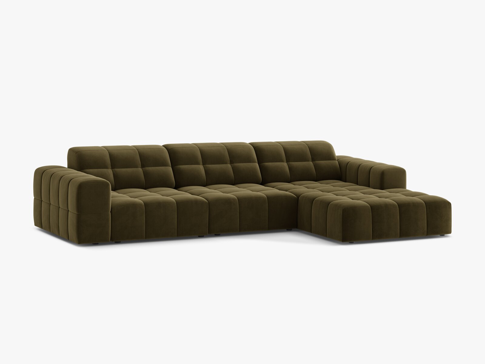 Micadoni Ecksofa Jennifer 4-Sitzer Rechts Samt Bluvel Grün