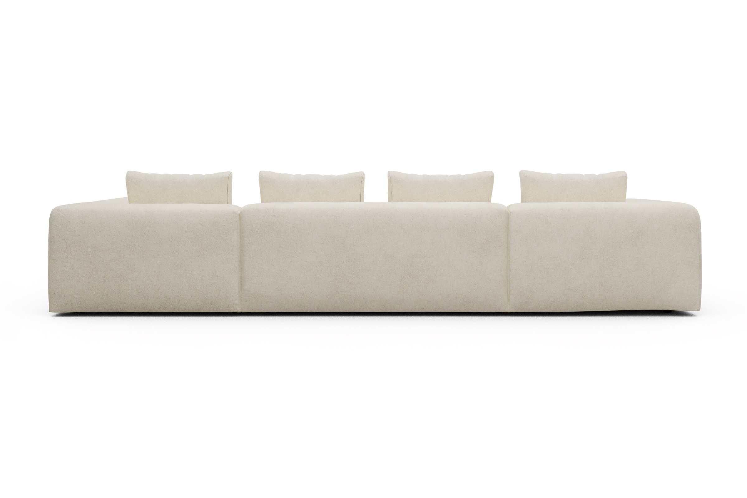 Wohnlandschaft Fred Relax-Ecke rechts mit 2-Sitzer und Chaiselongue links Boucle-Off-White