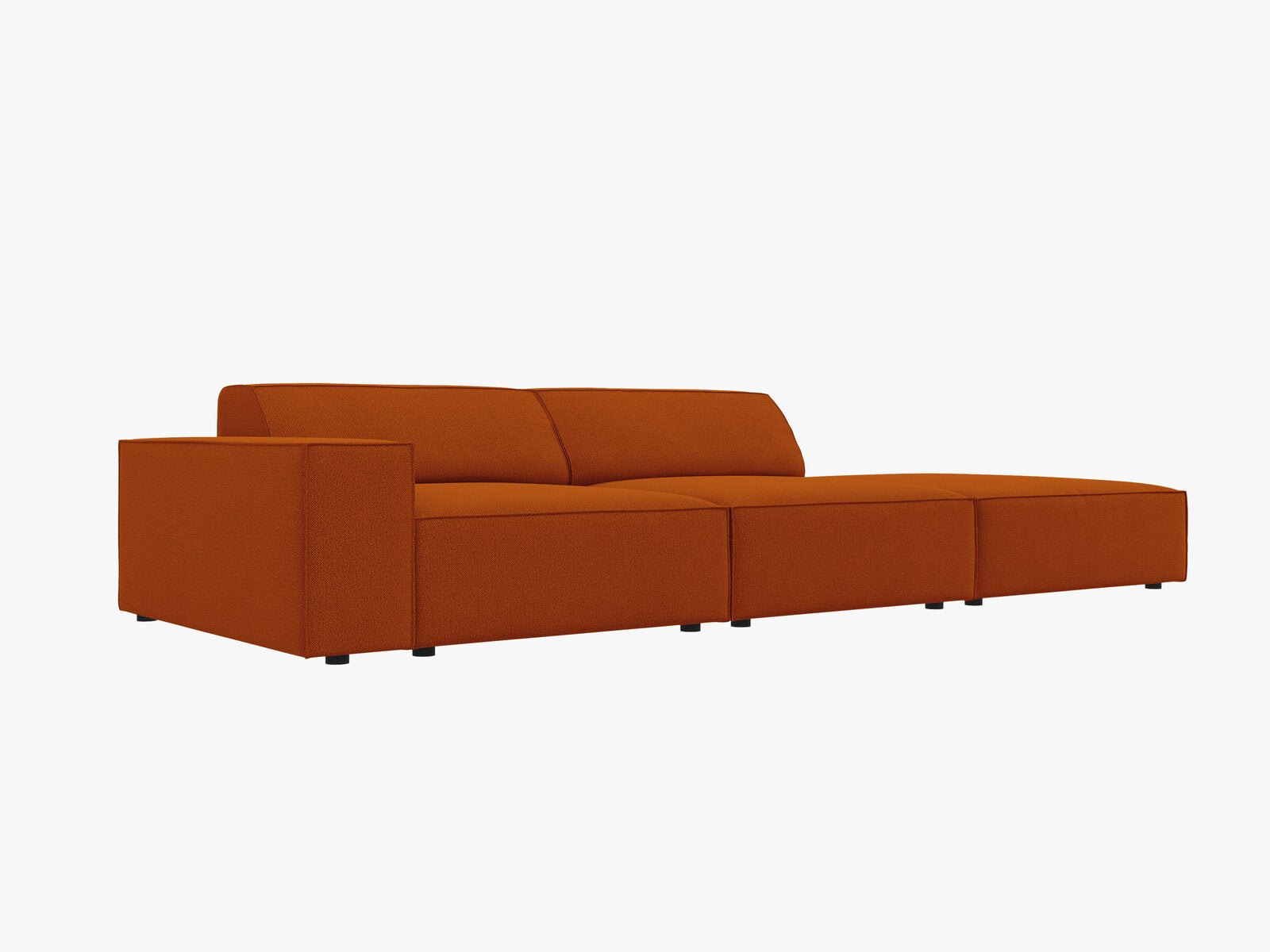 Micadoni Sofa Jodie 3-Sitzer Rechts Strukturierter Stoff Megan Terrakotta