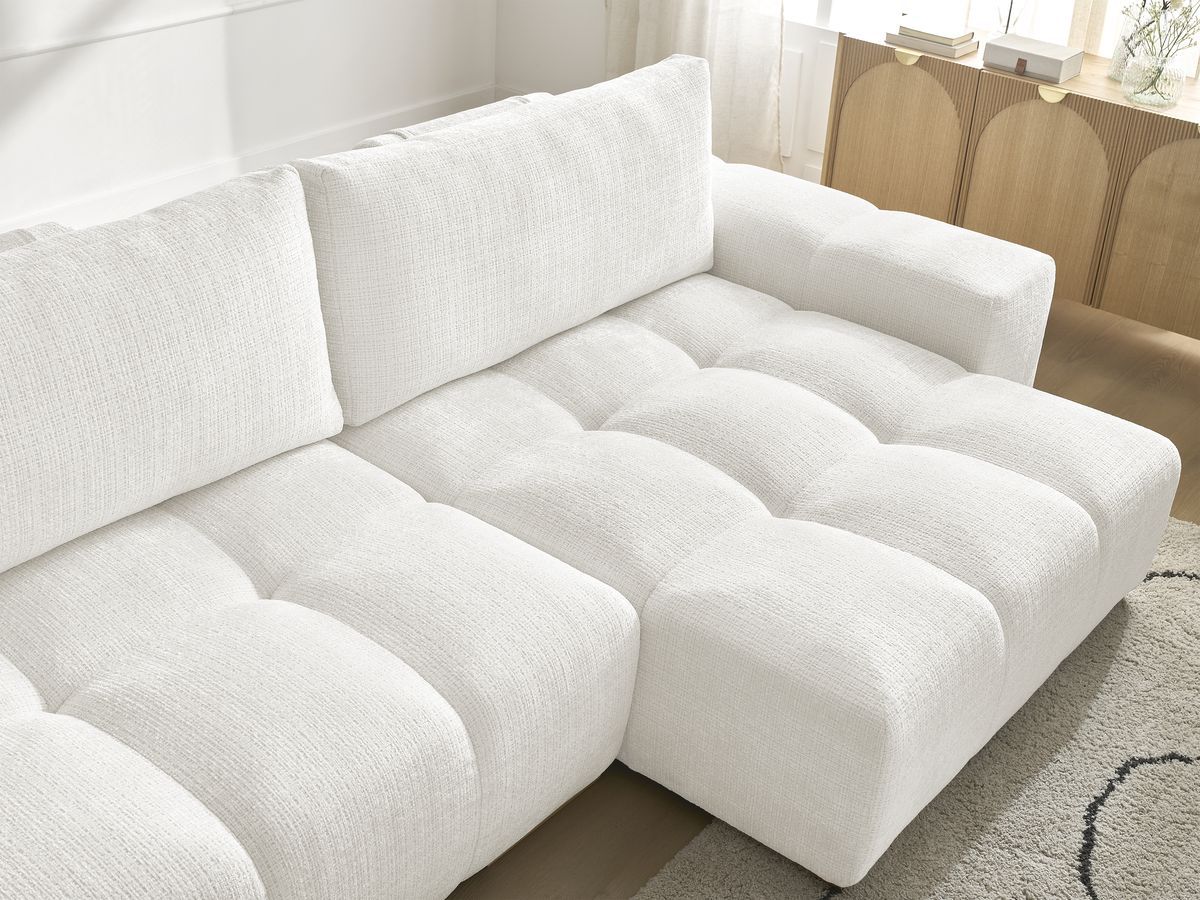 Bobochic Anakin Ecksofa, 2 Kissen Strukturstoff Weiß