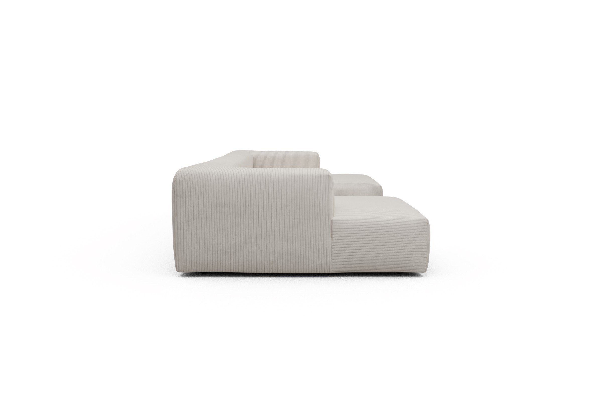 Wohnlandschaft Fred mit 2-Sitzer und Chaiselongue beidseitig Kord Corduroy 594-Ivory