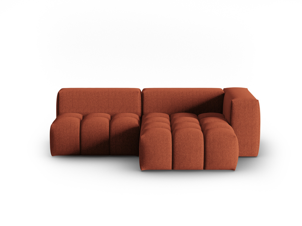 Cosmopolitan Design Ecksofa Verona 3-Sitzer offen Strukturierter Stoff Sorella Koralle Rechts