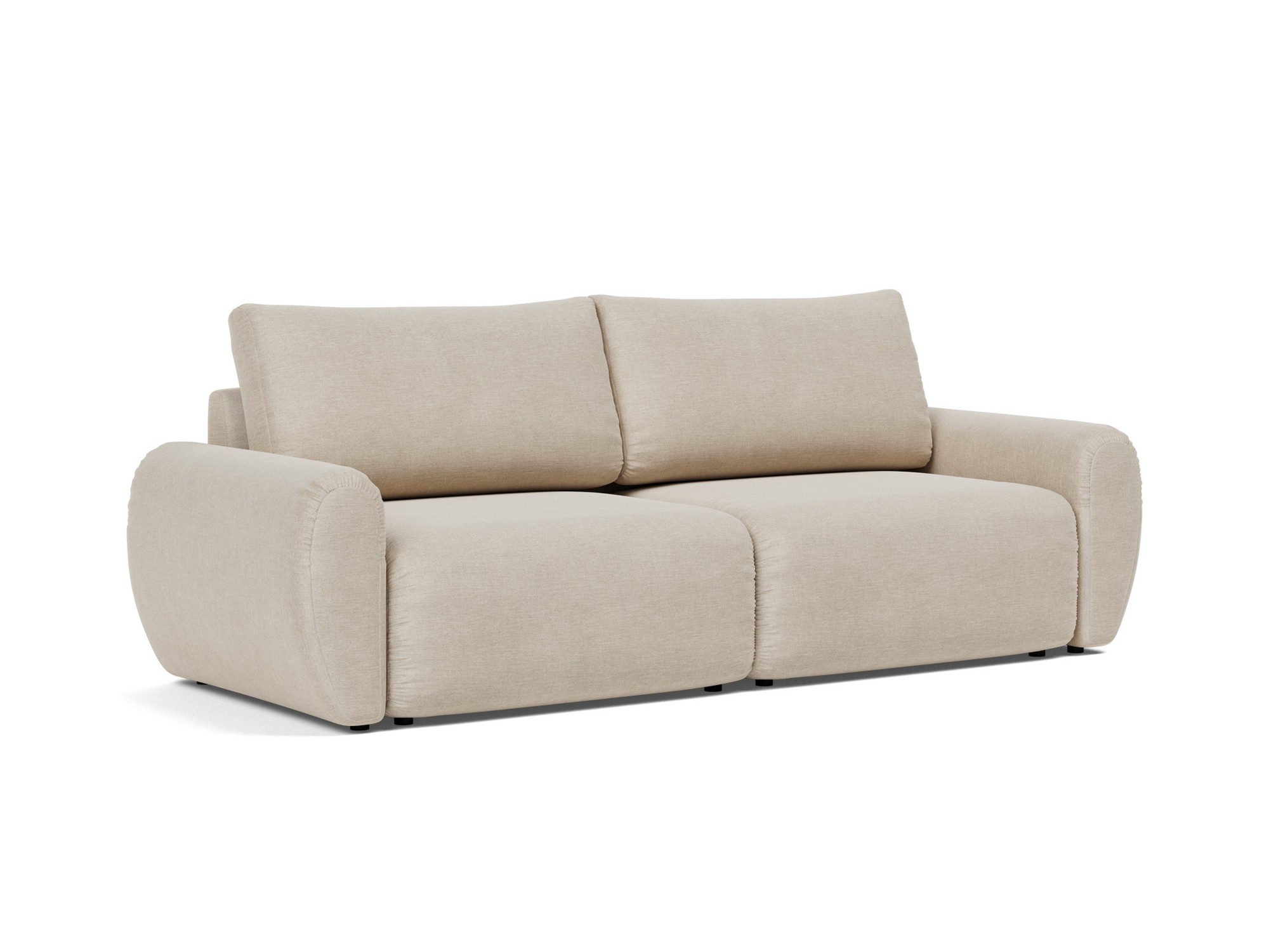 Schlafsofa Norum mit Curve-Armlehnen Flachgewebe Phobos 586-Latte