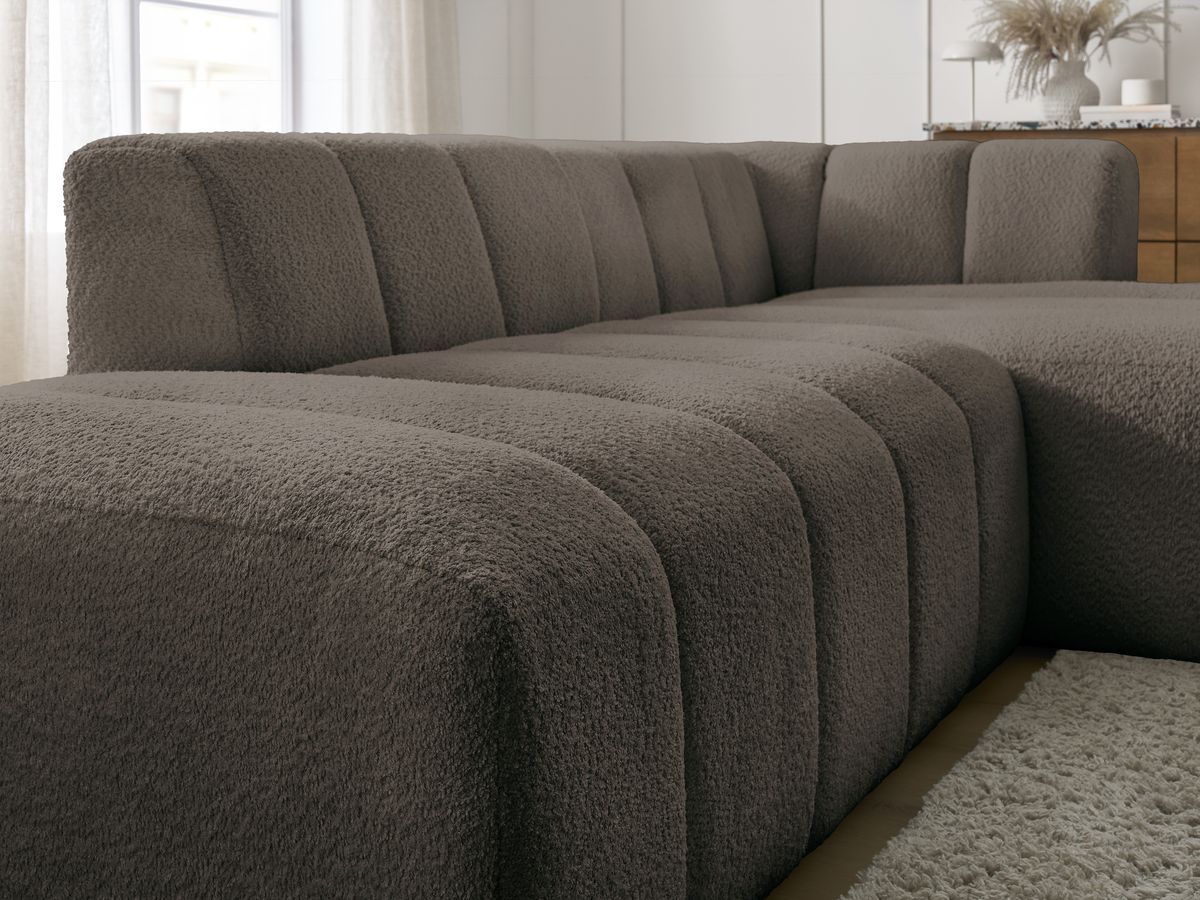 Bobochic Annecy Ecksofa Bouclé-Stoff Braun Ecke rechts