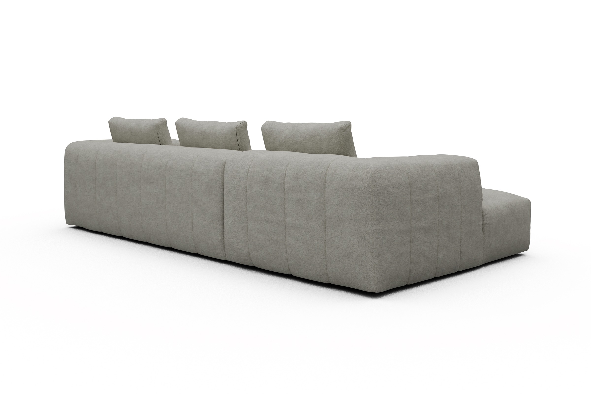 Ecksofa Hugo 2,5-Sitzer Armlehne rechts mit Chaiselongue Carreno-Moon-Stone-White