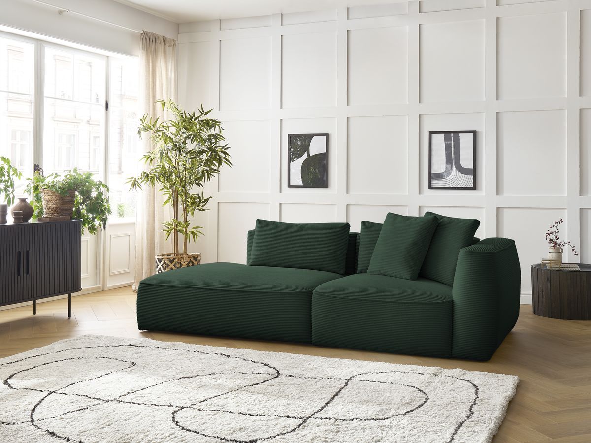 Bobochic Leopold Sofa 3-Sitzer Cordsamt Dunkelgrün Armlehne rechts