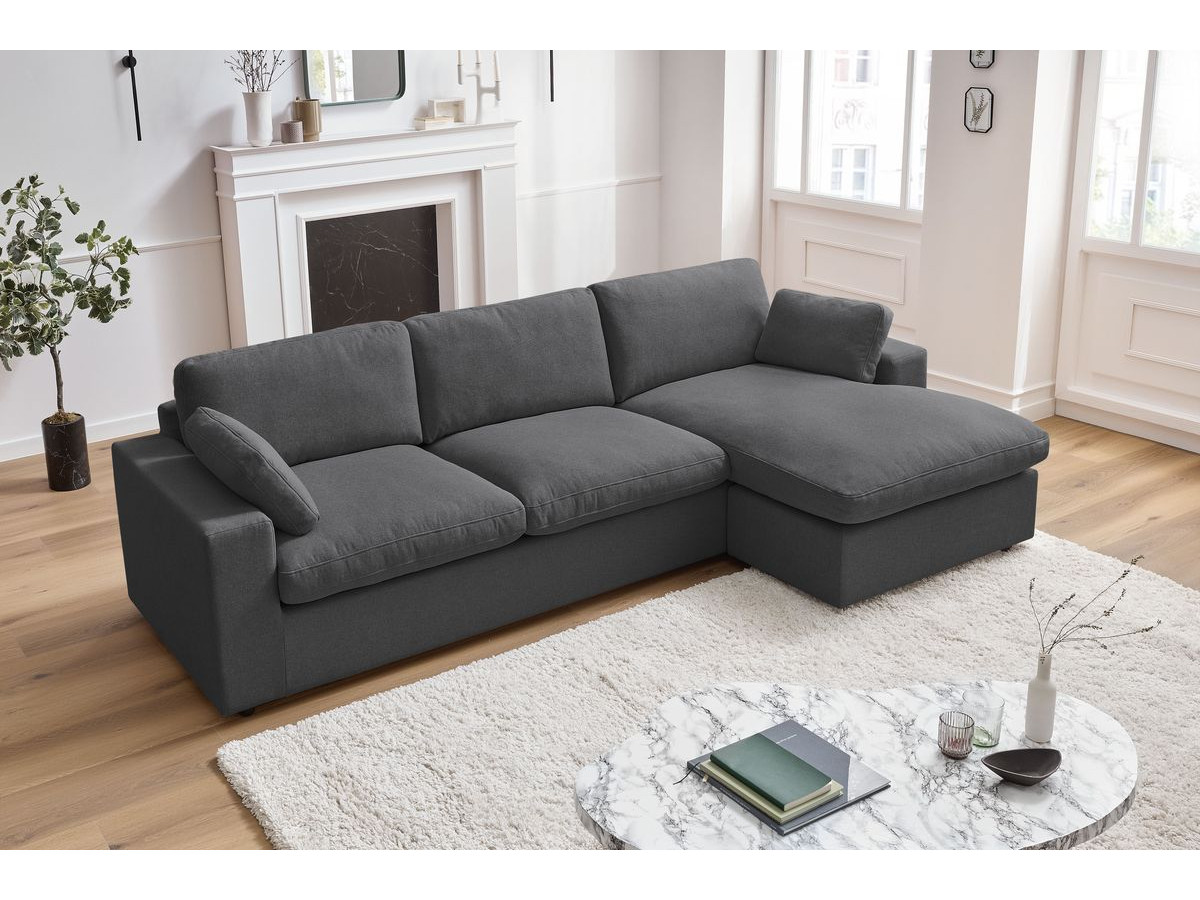 Bobochic Belair Ecksofa 280 × 139 cm Stoff Dunkelgrau