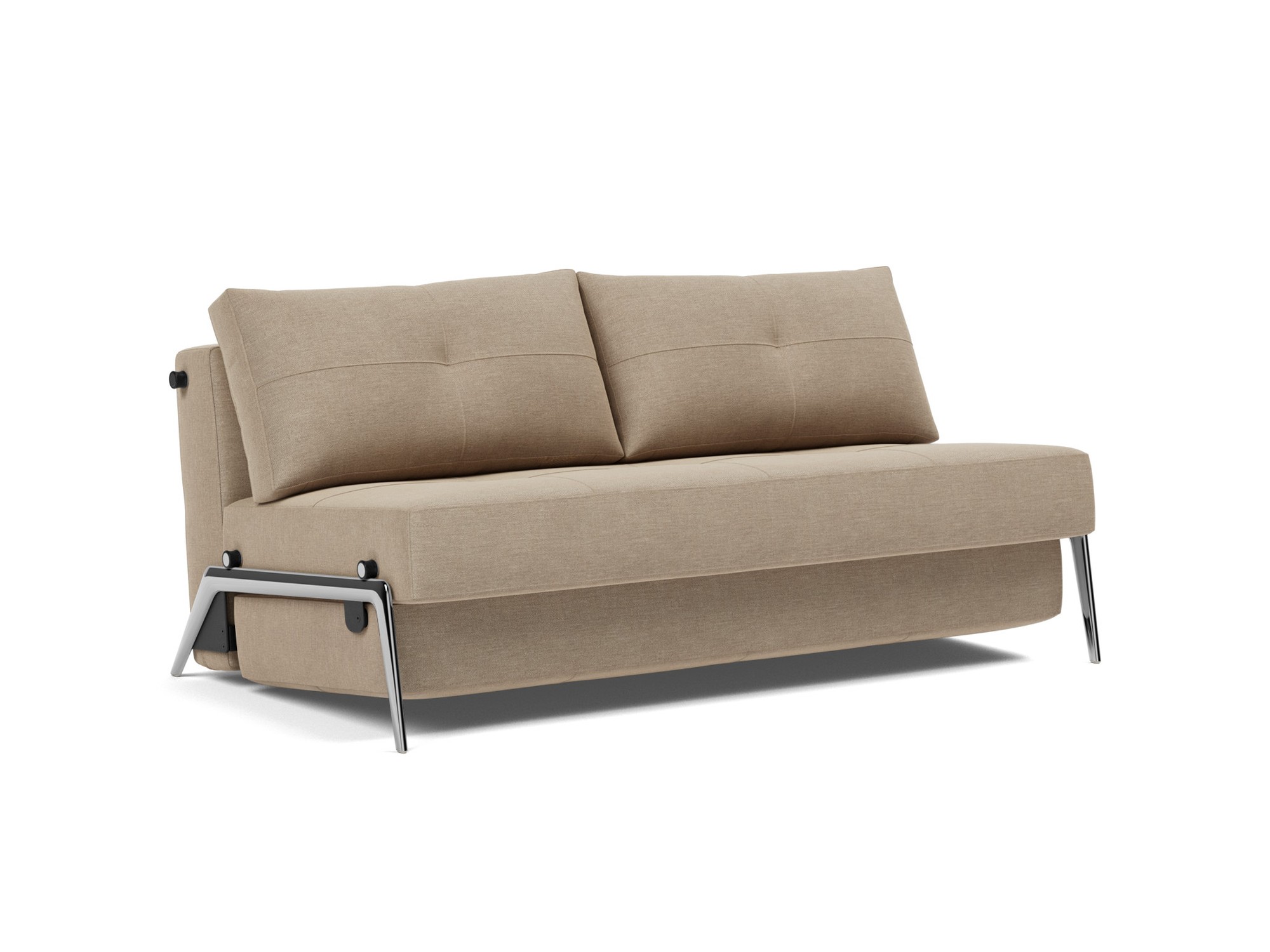 Schlafsofa Cubed 160 Flachgewebe Phobos 587-Mocha Beine Aluminium