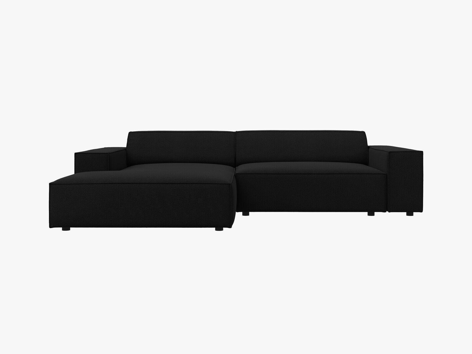 Micadoni Ecksofa Jodie 3-Sitzer Links Strukturierter Stoff Megan Schwarz