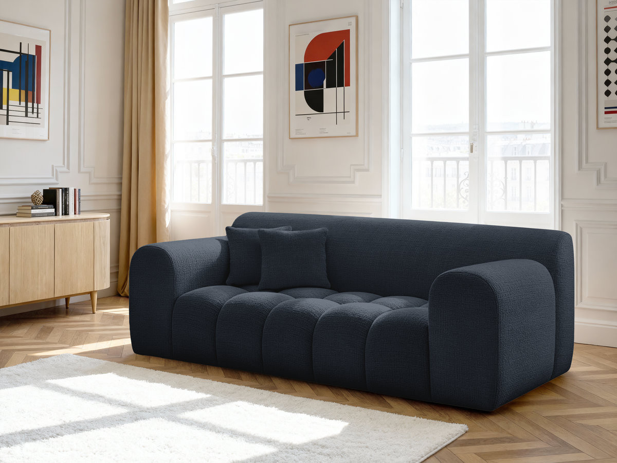 Bobochic Melisse Sofa 2-Sitzer Strukturstoff Blau