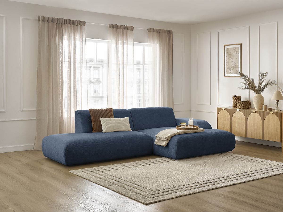 Bobochic Sirius Ecksofa 300 × 170 cm Strukturstoff Dunkelblau Ecke rechts