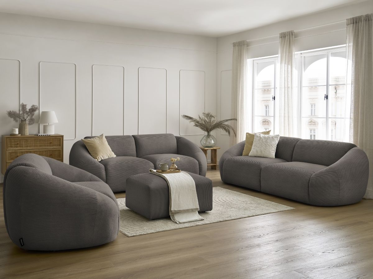Bobochic Tina Sofa 7-Sitzer mit Pouf Cordsamt Taupe